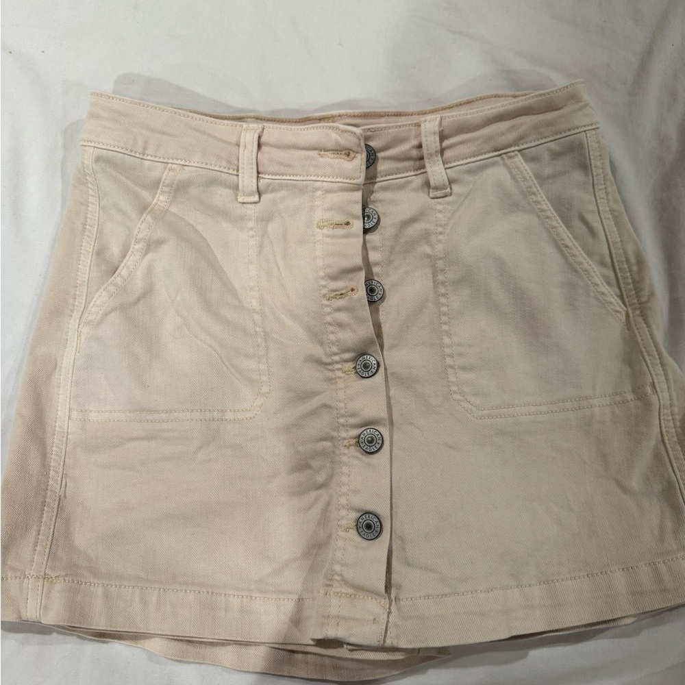 Beige Button-Front Women's Skirt
